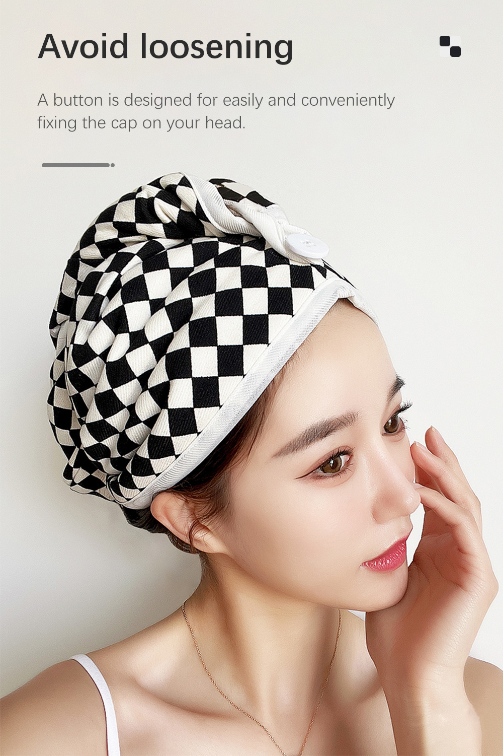 Fashion Checkerboard Hair Drying Cap-7